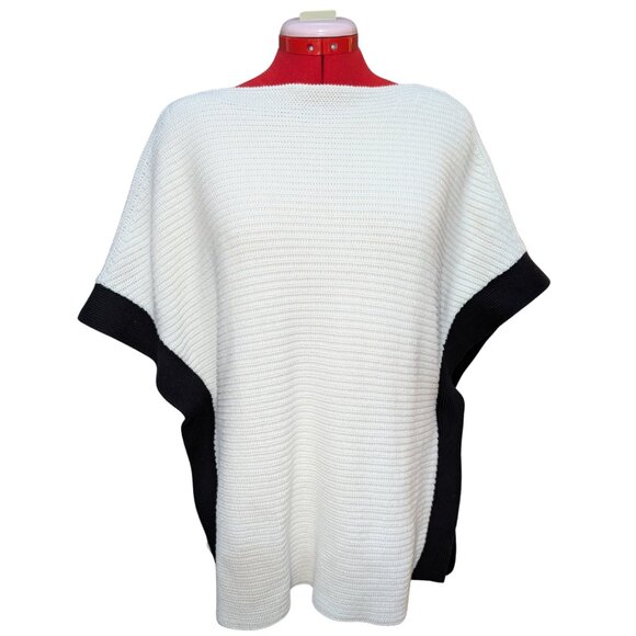 WHBM Colorblock  Poncho-Style Cotton Sweater - Picture 1 of 6